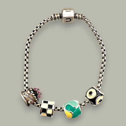 Vintage Sterling Silver 925 Chamilia Charm Bracelet 7.5 Inch