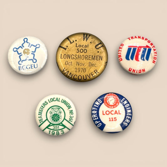 Vintage Labour Union Pinback Buttons Collection
