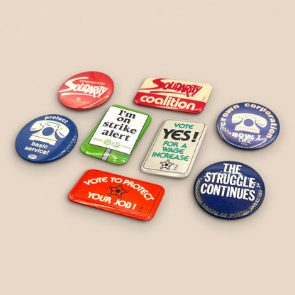 Vintage Canadian Labour Union Protest Pinback Collection