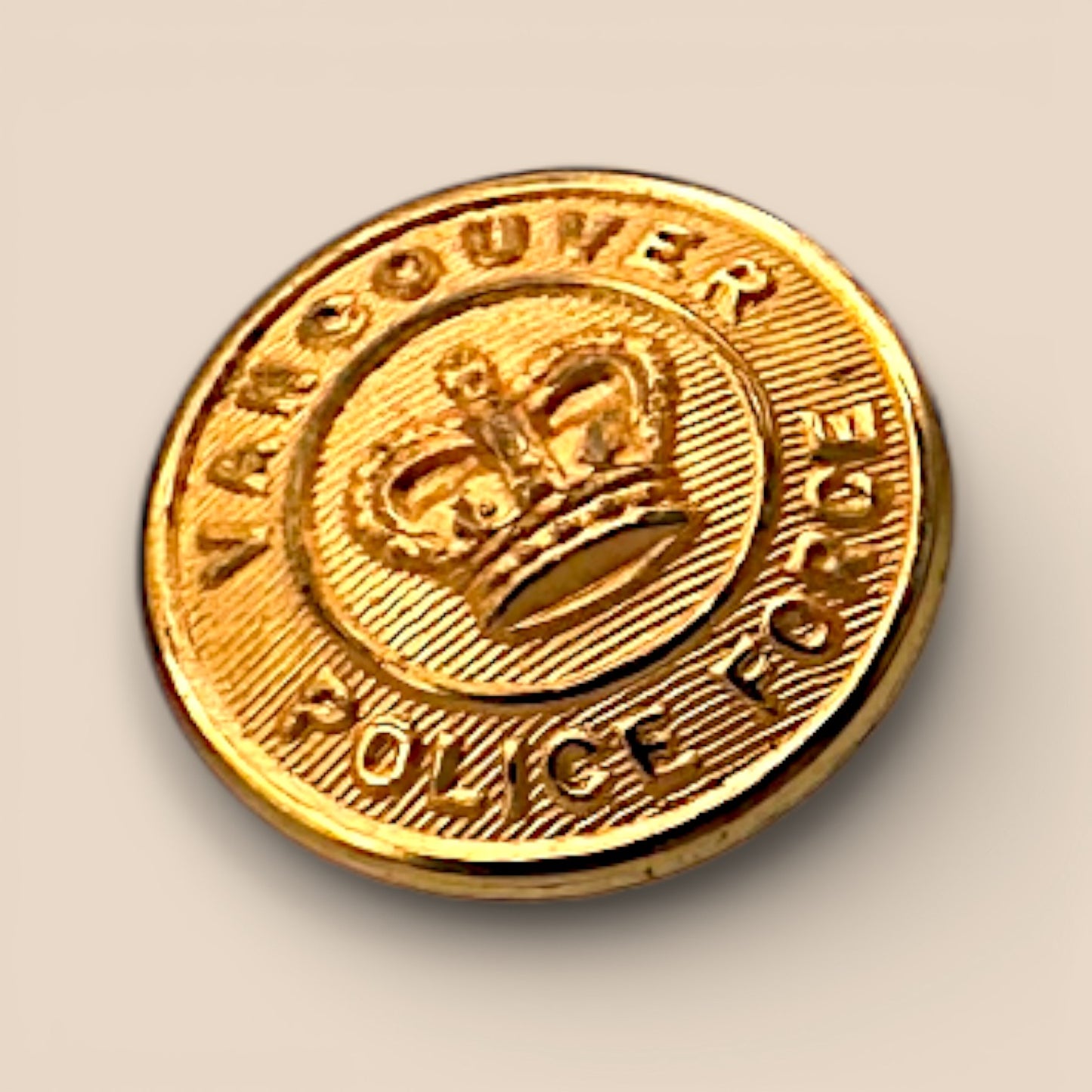 Vintage Vancouver Police Force Uniform Buttons – Queen’s Crown Set of 5 (18mm)