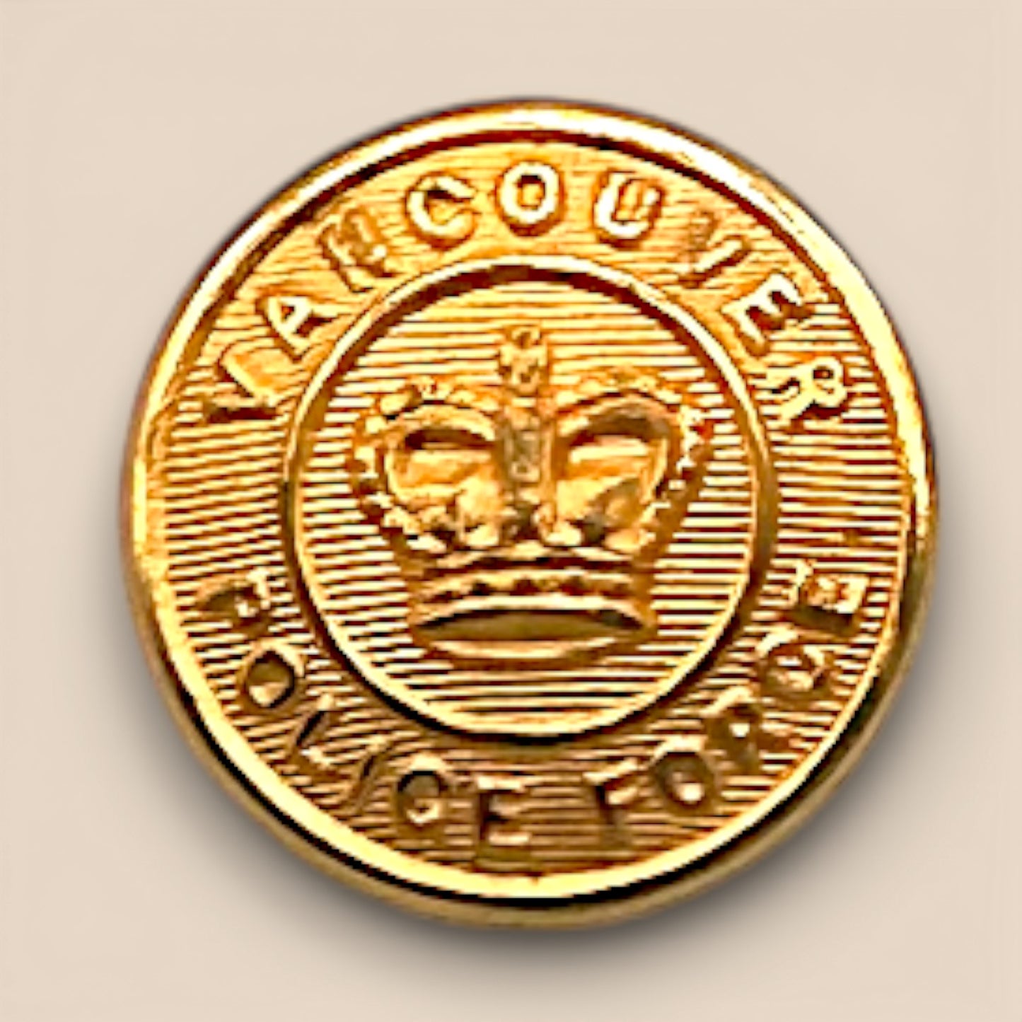 Vintage Vancouver Police Force Uniform Buttons – Queen’s Crown Set of 5 (18mm)