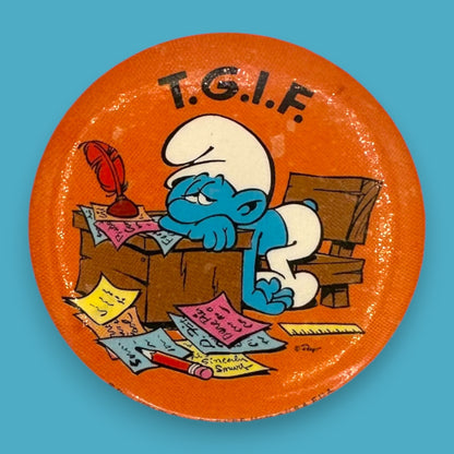 Vintage Smurf Cartoon Pinback Button Set of 8 - Vintage 1980