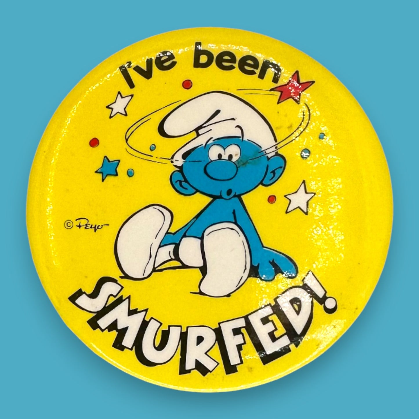 Vintage Smurf Cartoon Pinback Button Set of 8 - Vintage 1980