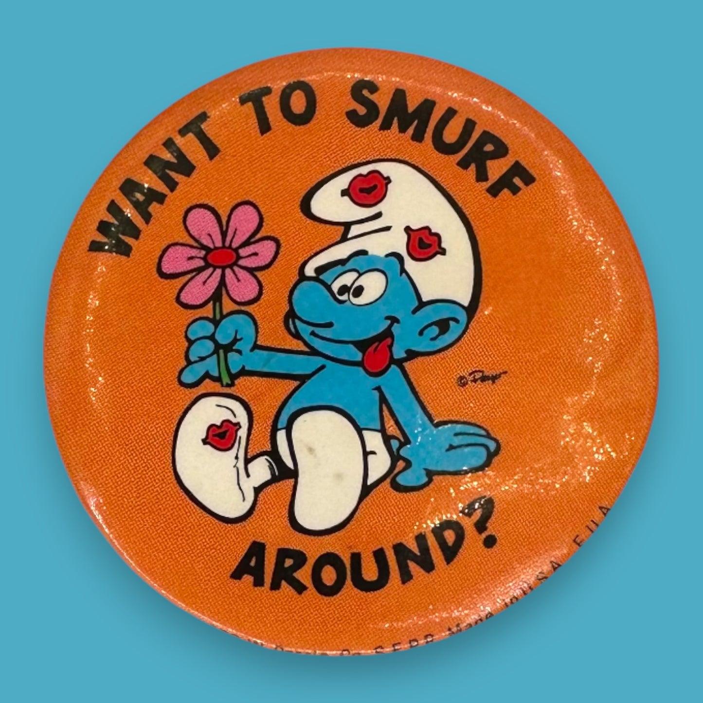 Vintage Smurf Cartoon Pinback Button Set of 8 - Vintage 1980