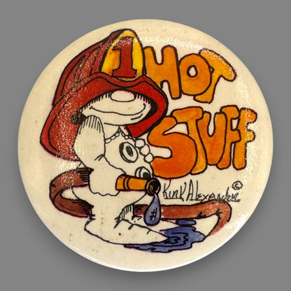 Vintage Kirk Alexander Cartoon Character Pinback Set of 6 - 1970's