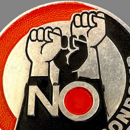 Vintage No Neutron Bomb Anti-War Aluminum Pinback Badge 1960's Anti-War