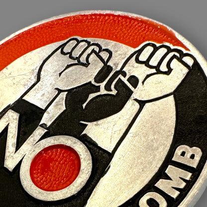 Vintage No Neutron Bomb Anti-War Aluminum Pinback Badge 1960's Anti-War