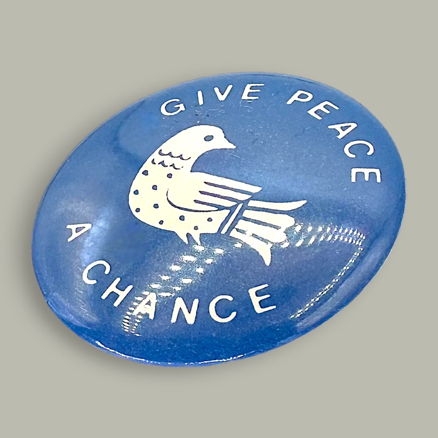 Give Peace A Chance Vintage Pinback Button - 1960s Retro Dove Badge