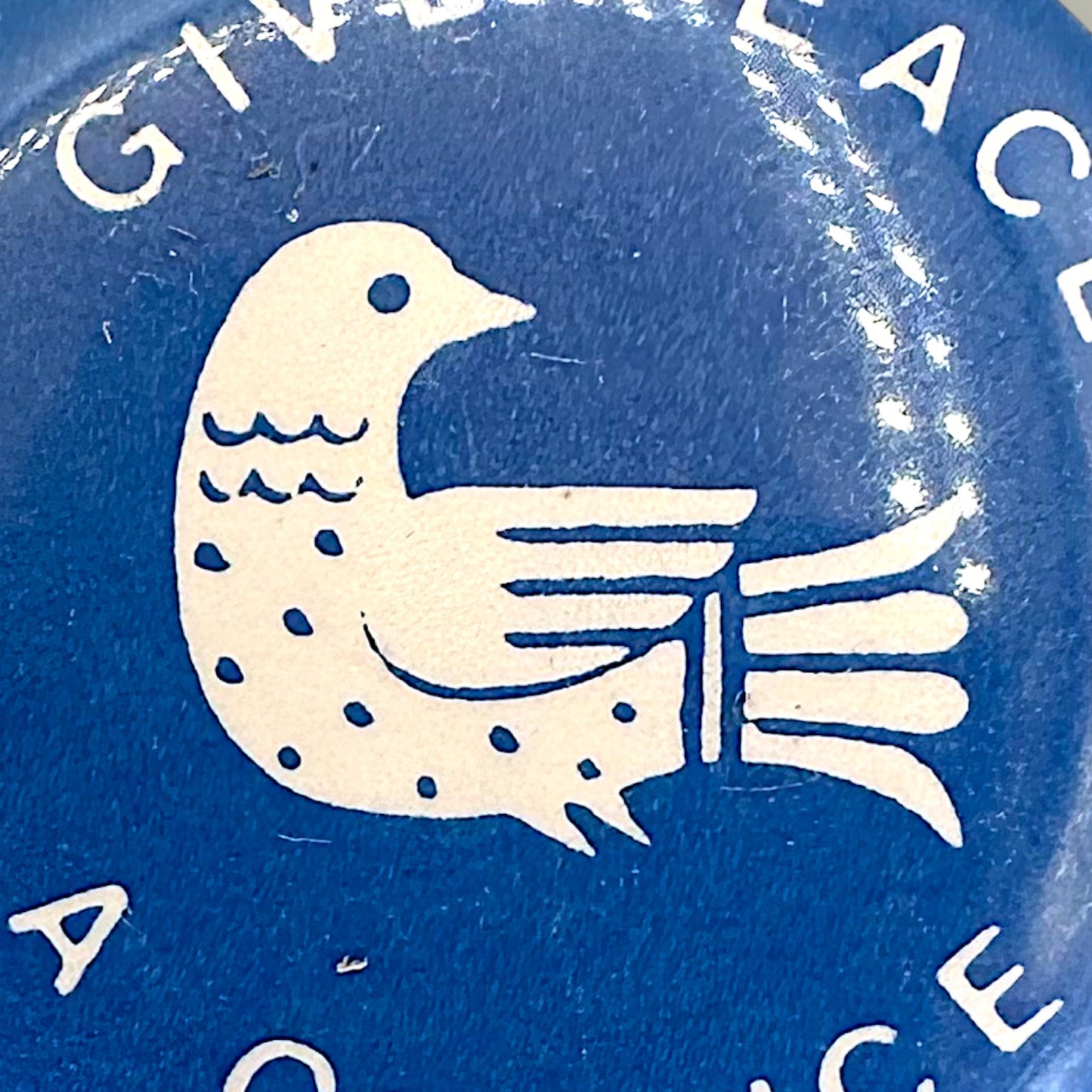 Give Peace A Chance Vintage Pinback Button - 1960s Retro Dove Badge