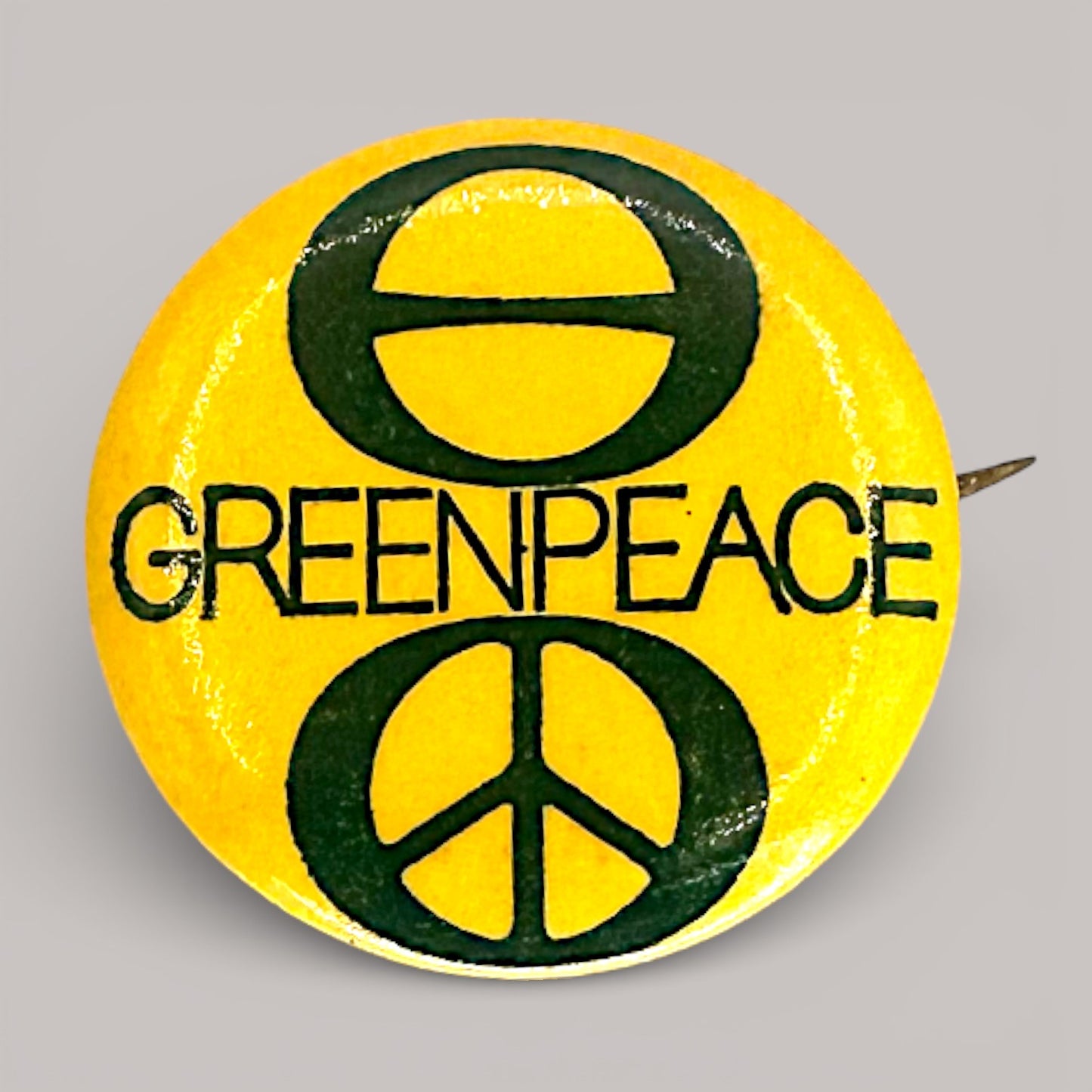 Vintage Greenpeace Pin Ecology Peace Symbol 1970s Environmentalist Badge Rare Pinback