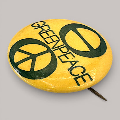 Vintage Greenpeace Pin Ecology Peace Symbol 1970s Environmentalist Badge Rare Pinback