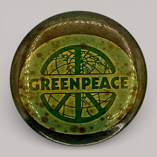 Vintage Greenpeace Pin Ecology Globe Badge 1970s Environmentalist Button Rare Pinback