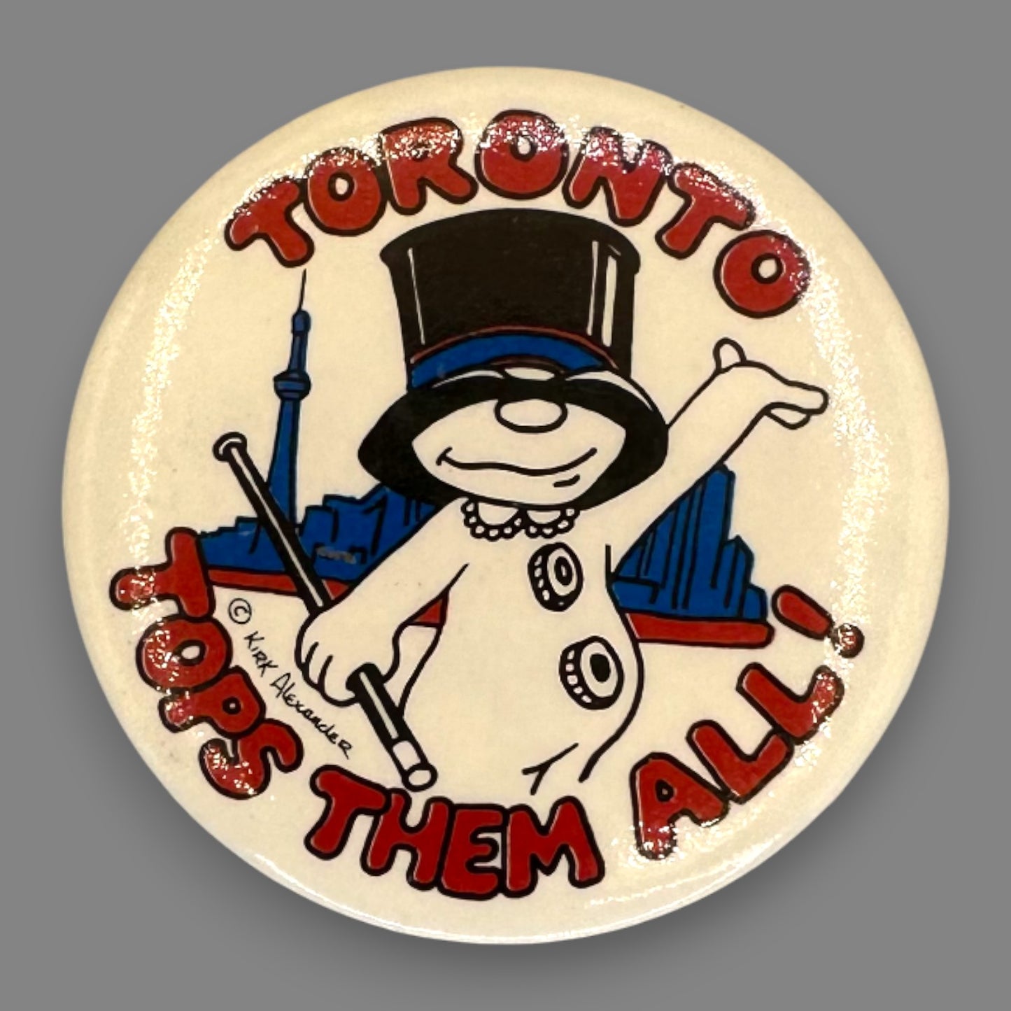 Vintage Kirk Alexander Cartoon Character Pinback Set of 6 - 1970's