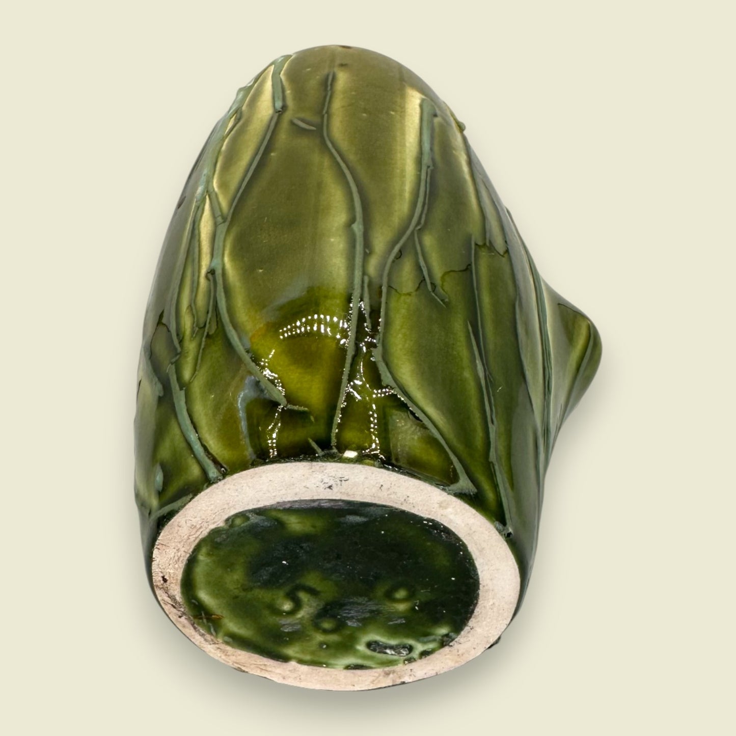 Unique Mid-Century Modern Green Vase Mug with Integrated Handle