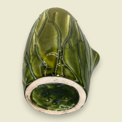 Unique Mid-Century Modern Green Vase Mug with Integrated Handle