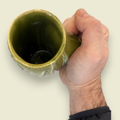 Unique Mid-Century Modern Green Vase Mug with Integrated Handle