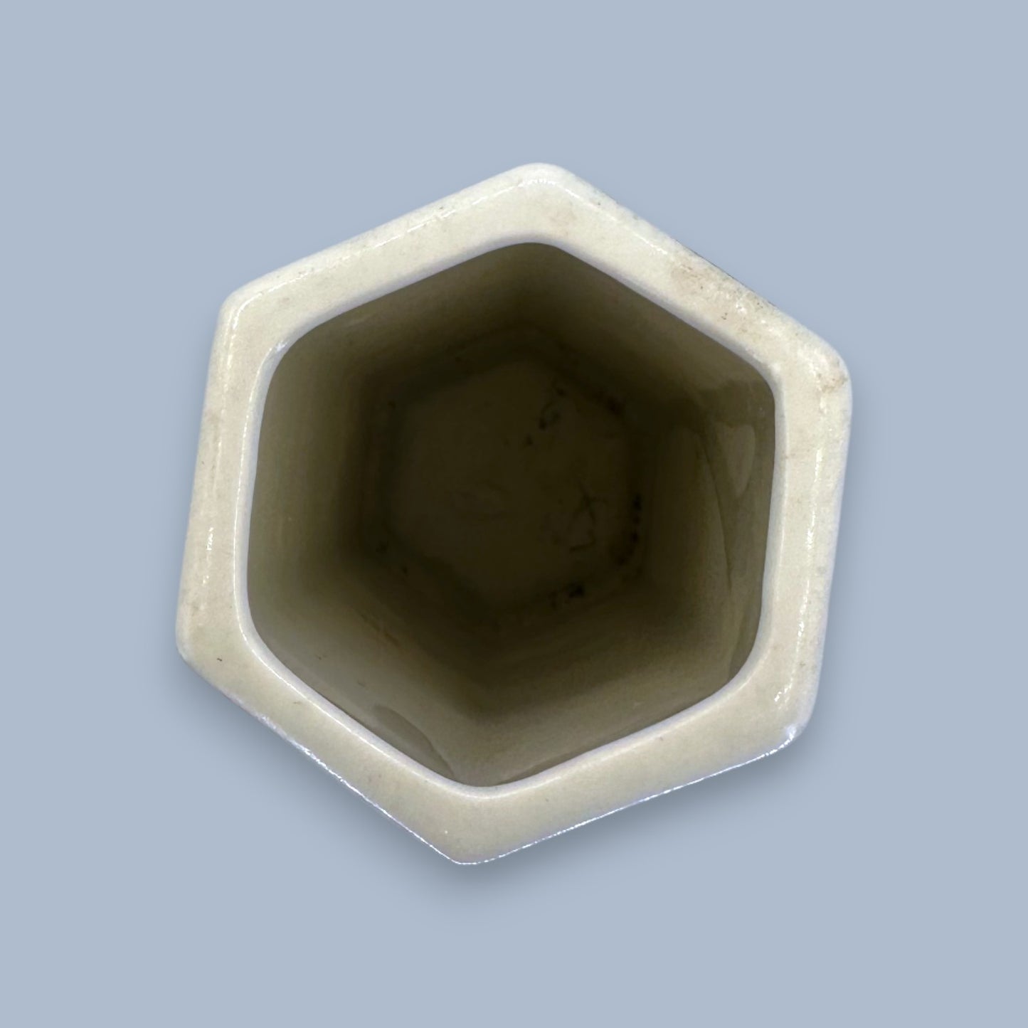 Vintage Chinese Blue and White Hexagon Bud Vase