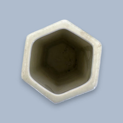 Vintage Chinese Blue and White Hexagon Bud Vase