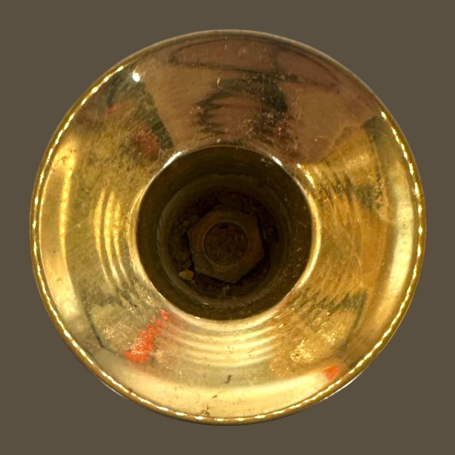 Vintage Brass & Turned Wood Candlestick – Mid-Century Elegance