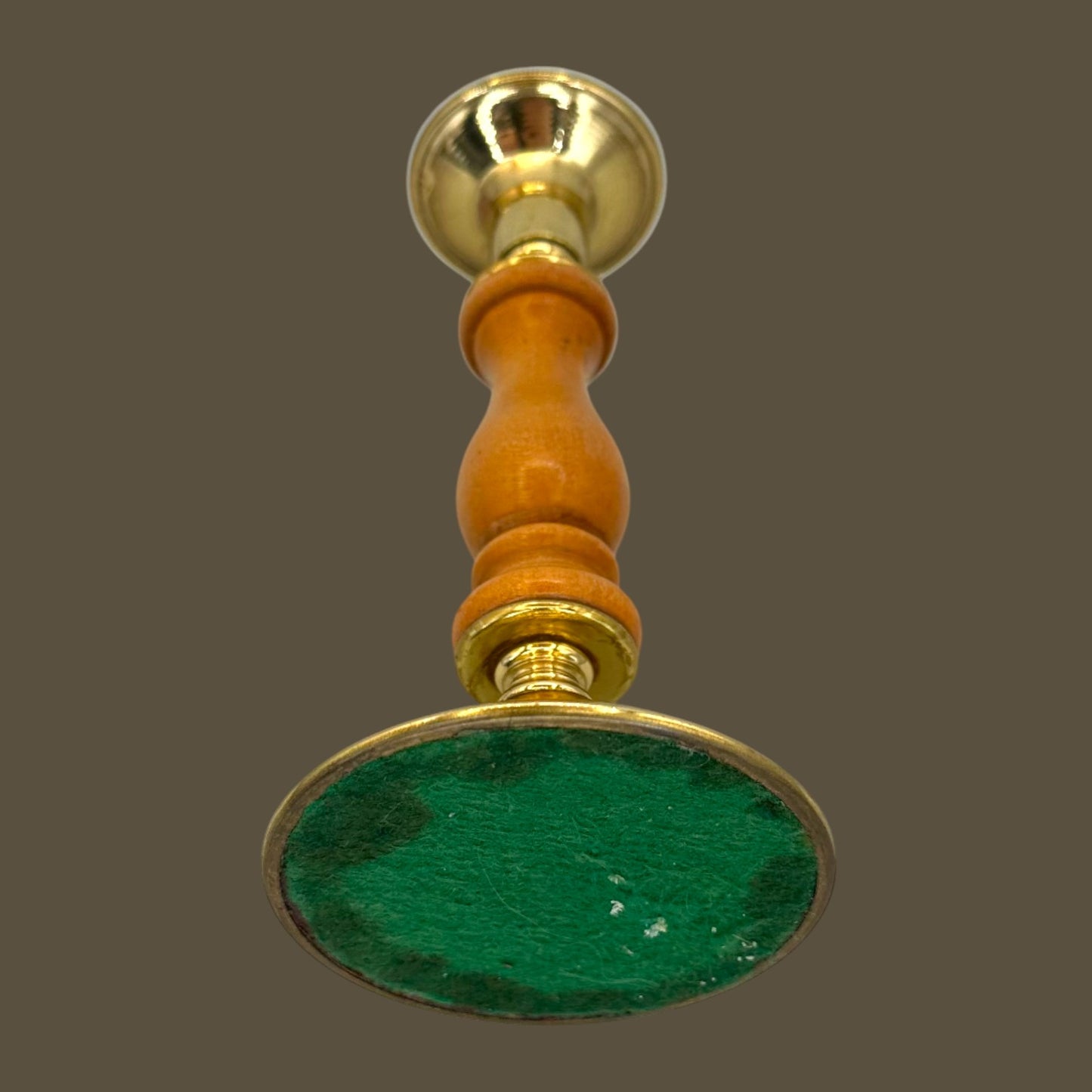 Vintage Brass & Turned Wood Candlestick – Mid-Century Elegance