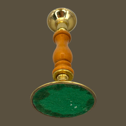 Vintage Brass & Turned Wood Candlestick – Mid-Century Elegance