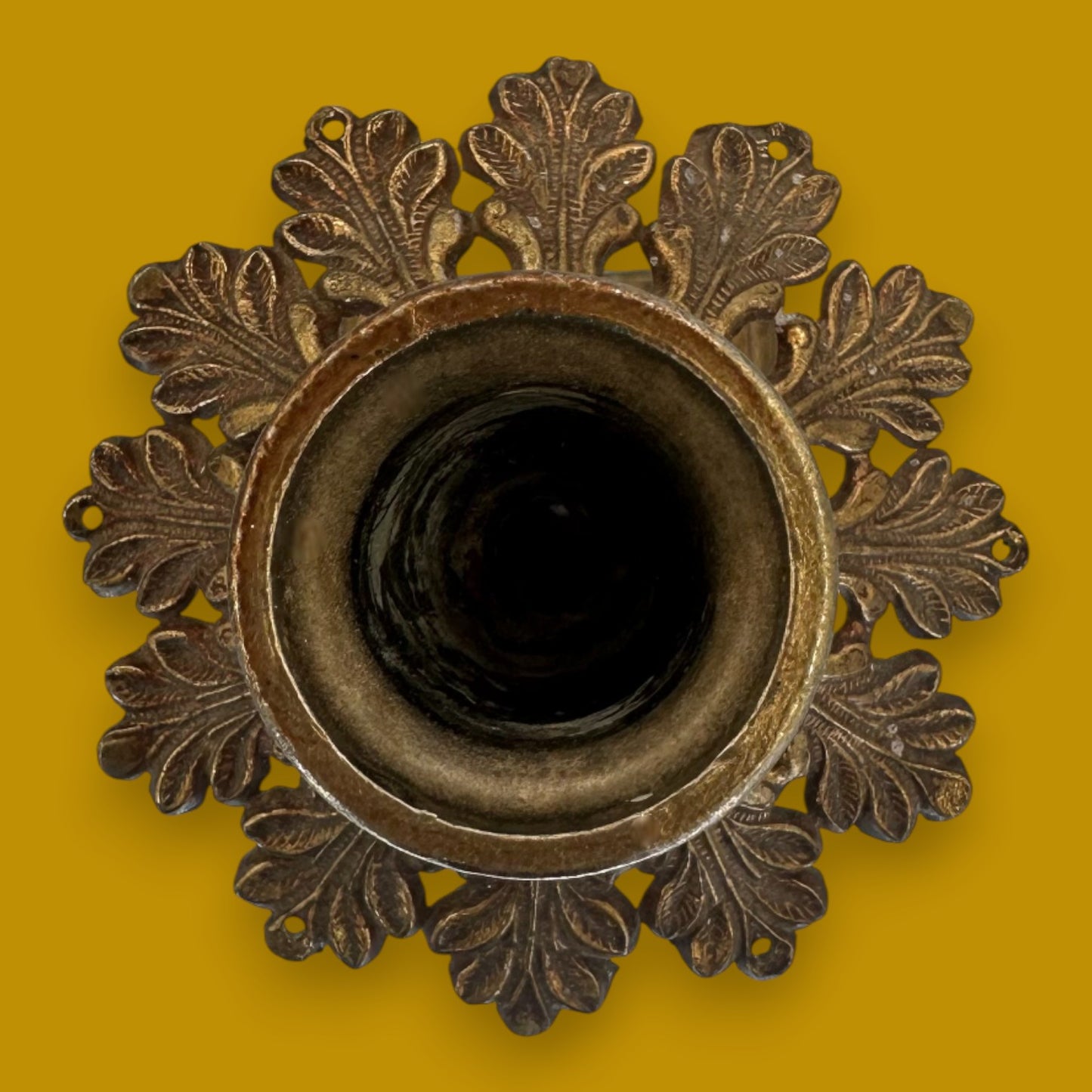 Pair Vintage Hollywood Regency Brass Candleholder with Crystal Accent