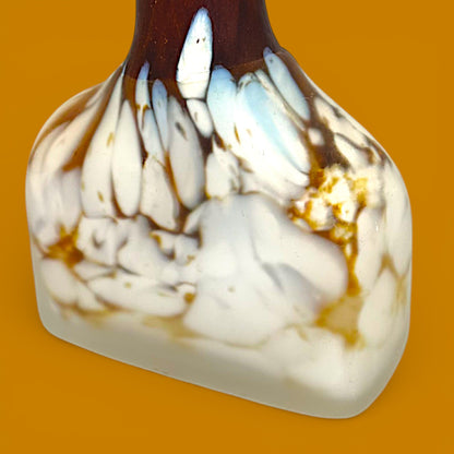 Vintage Kosta Boda Bud Vase Monica Backström Sweden Amber White Mottled Art Glass