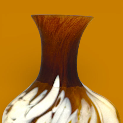 Vintage Kosta Boda Bud Vase Monica Backström Sweden Amber White Mottled Art Glass