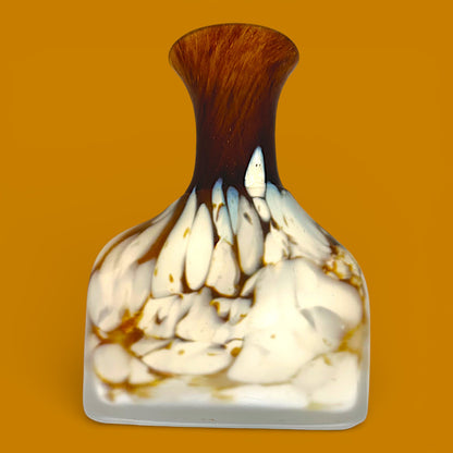 Vintage Kosta Boda Bud Vase Monica Backström Sweden Amber White Mottled Art Glass