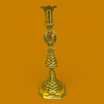 Antique Brass Candlesticks Pair Victorian 1893 Diamond Prince 12" England Rd 223580