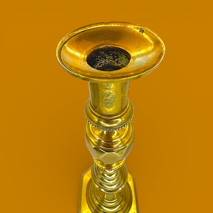 Antique Brass Candlesticks Pair Victorian 1893 Diamond Prince 12" England Rd 223580