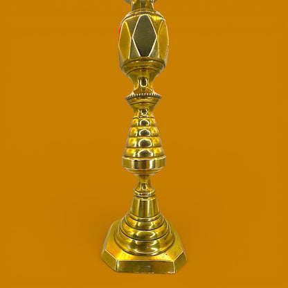 Antique Brass Candlesticks Pair Victorian 1893 Diamond Prince 12" England Rd 223580