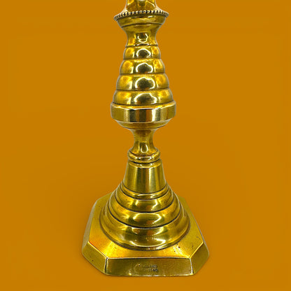 Antique Brass Candlesticks Pair Victorian 1893 Diamond Prince 12" England Rd 223580