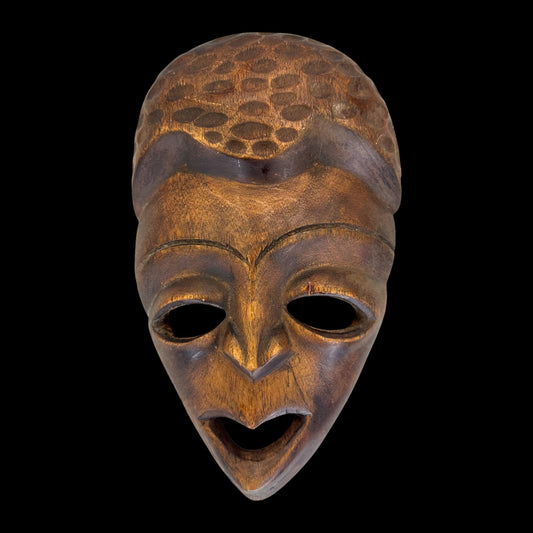 Vintage Haiti Hand Carved Wood Mask Folk Art Caribbean Tribal Face