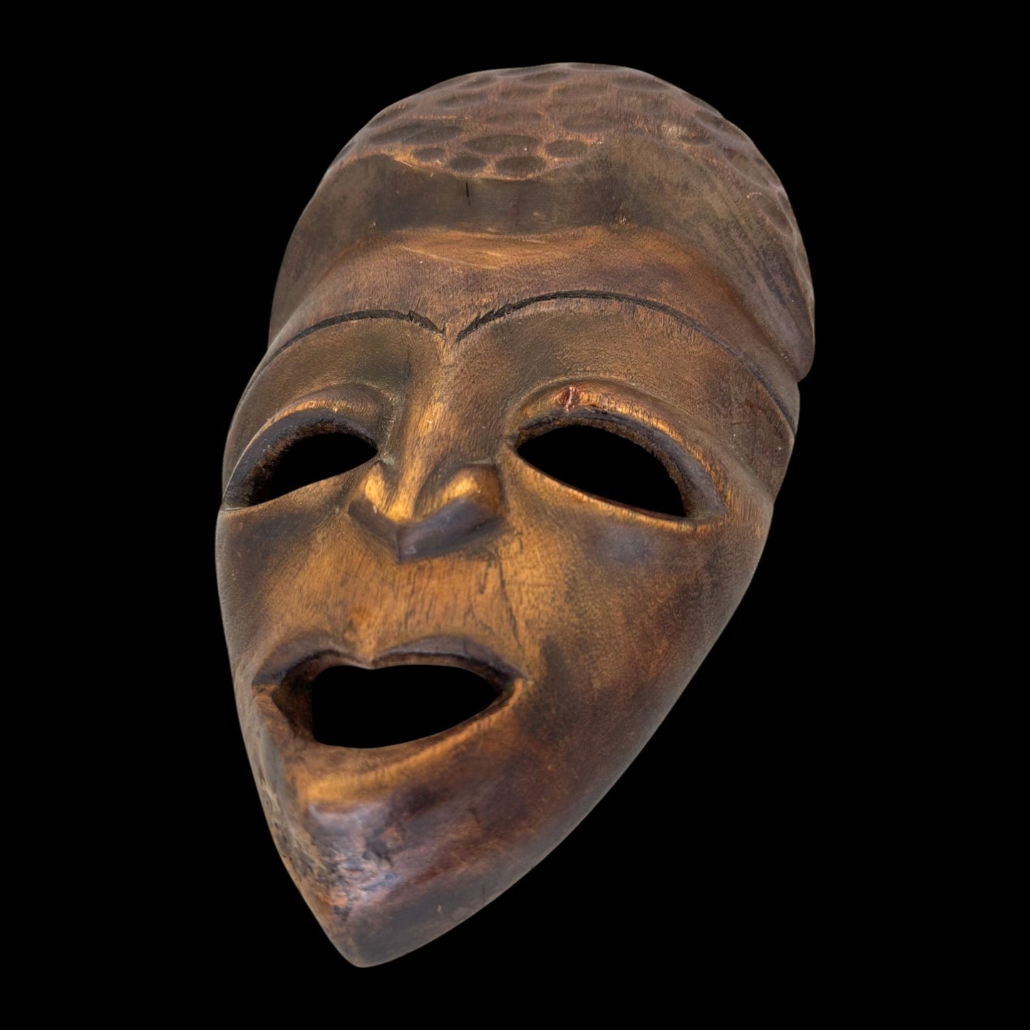 Vintage Haiti Hand Carved Wood Mask Folk Art Caribbean Tribal Face