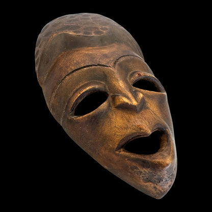 Vintage Haiti Hand Carved Wood Mask Folk Art Caribbean Tribal Face