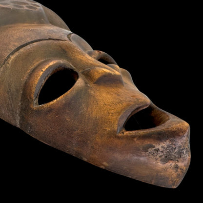 Vintage Haiti Hand Carved Wood Mask Folk Art Caribbean Tribal Face