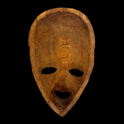 Vintage Haiti Hand Carved Wood Mask Folk Art Caribbean Tribal Face