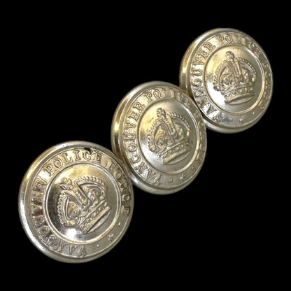 Vintage Vancouver Police Button J.R. Gaunt King's Crown Silver Tone