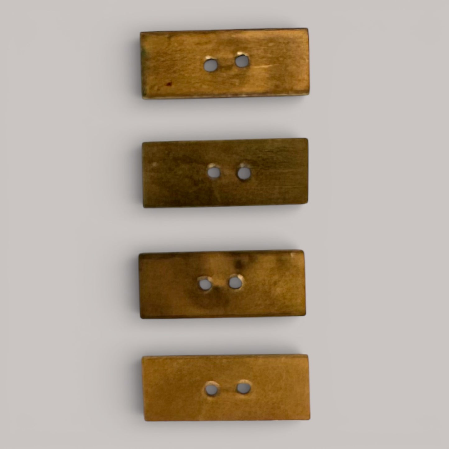 Vintage Brass Buttons Rectangular Gold Bar Set 4 Metal Sewing Findings 1.25 Inch