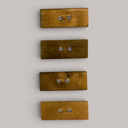 Vintage Brass Buttons Rectangular Gold Bar Set 4 Metal Sewing Findings 1.25 Inch