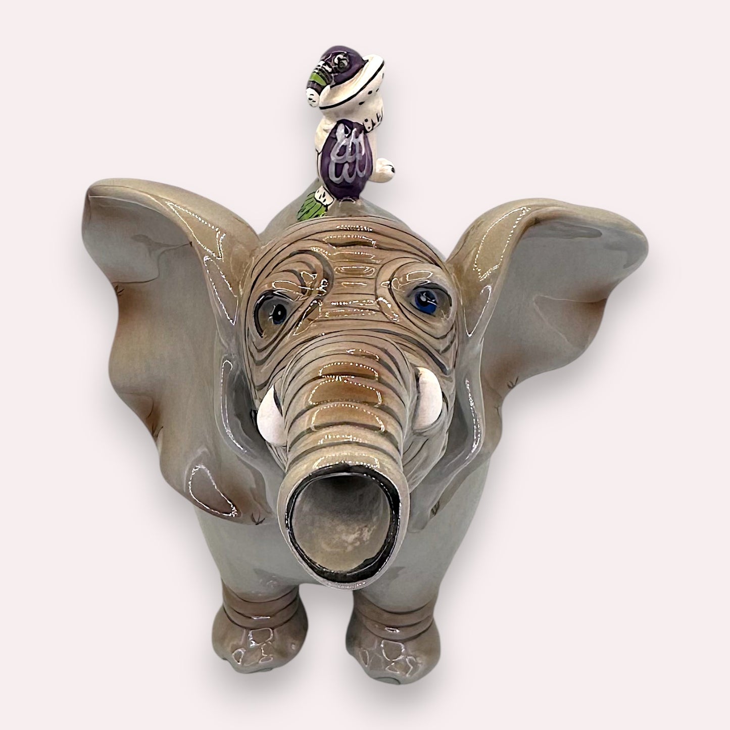 Blue Sky Elephant Teapot Ceramic Heather Goldminc Whimsical Art