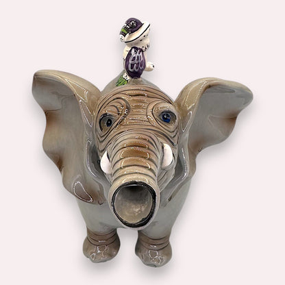 Blue Sky Elephant Teapot Ceramic Heather Goldminc Whimsical Art