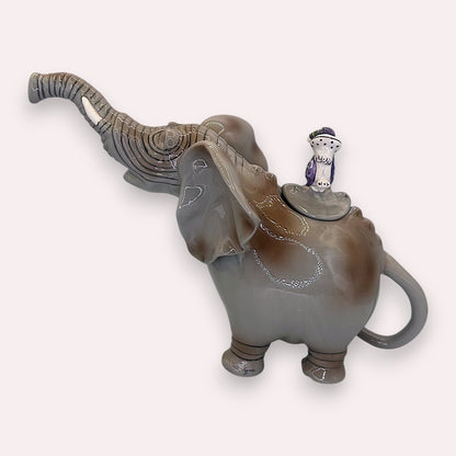 Blue Sky Elephant Teapot Ceramic Heather Goldminc Whimsical Art