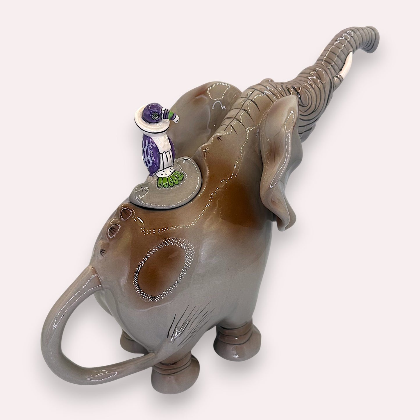 Blue Sky Elephant Teapot Ceramic Heather Goldminc Whimsical Art