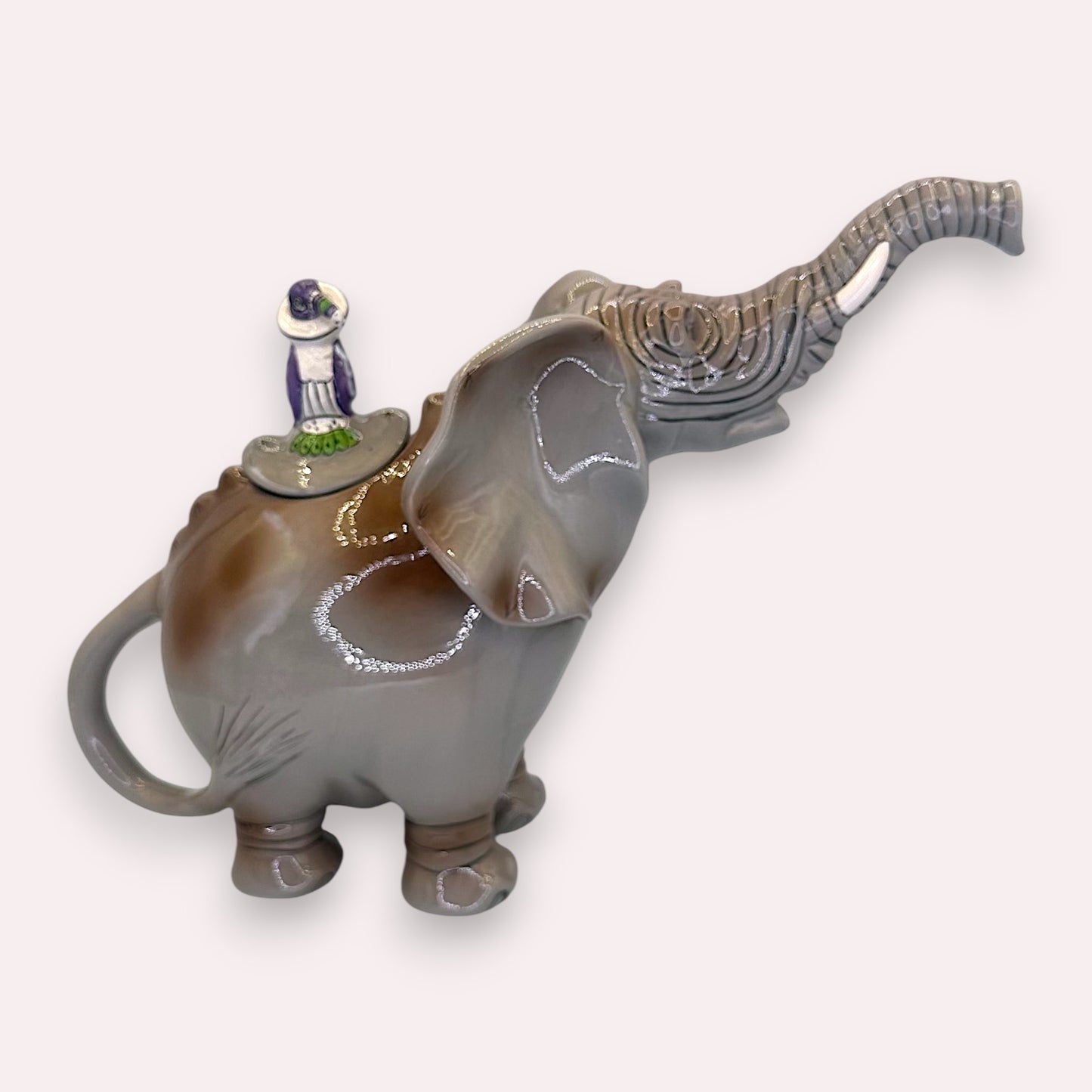 Blue Sky Elephant Teapot Ceramic Heather Goldminc Whimsical Art