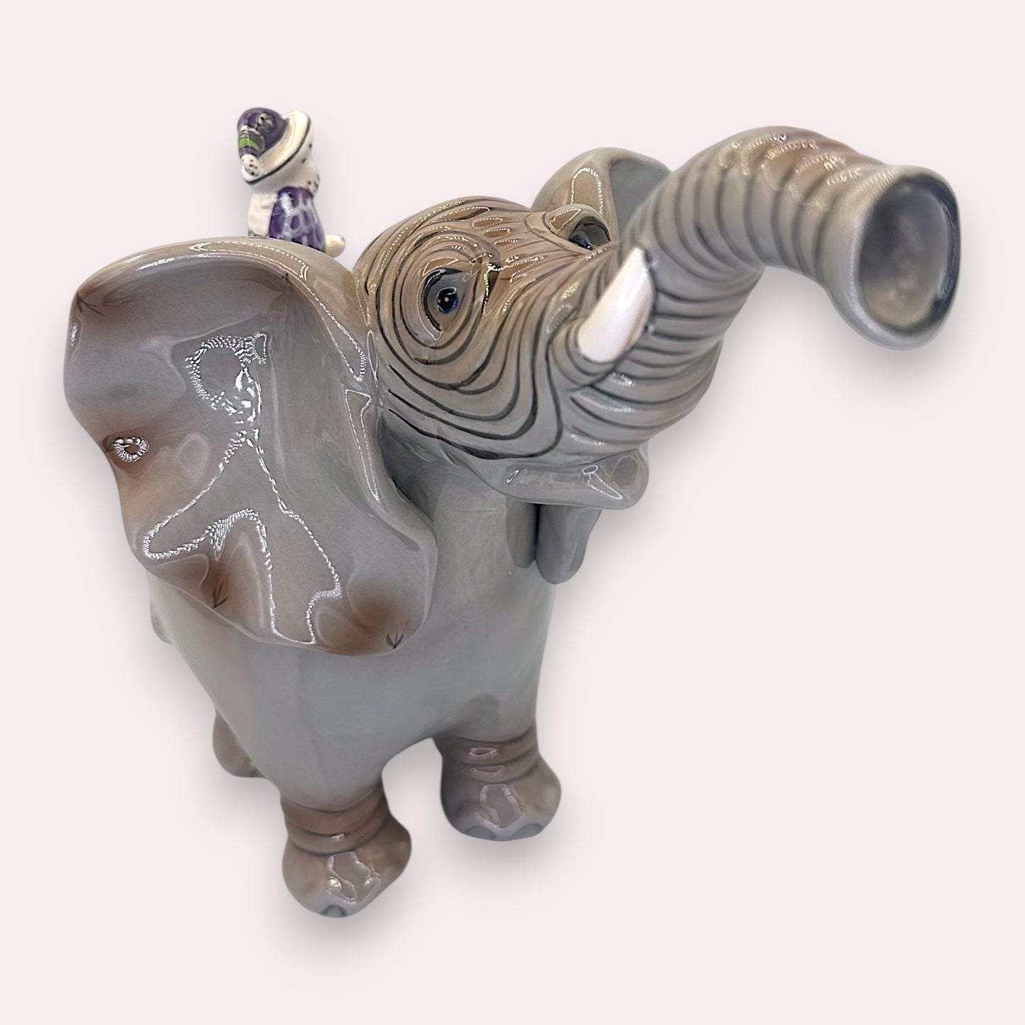 Blue Sky Elephant Teapot Ceramic Heather Goldminc Whimsical Art