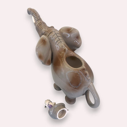 Blue Sky Elephant Teapot Ceramic Heather Goldminc Whimsical Art