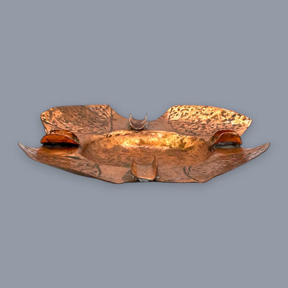 Hammered Copper Ashtray - Vintage Brutalist Hand-Wrought Tobacciana