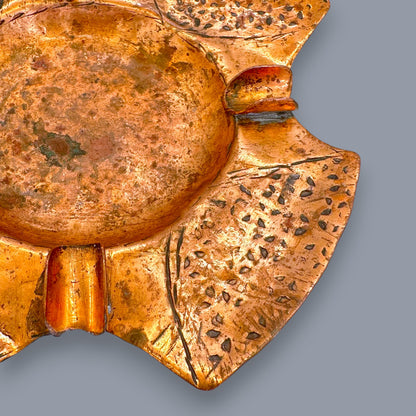 Hammered Copper Ashtray - Vintage Brutalist Hand-Wrought Tobacciana